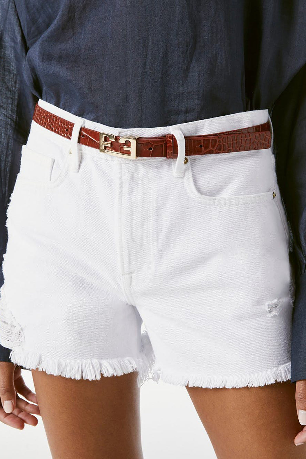 Frame - Le Brigette Short Raw Edge Blanc Soho - Image 2