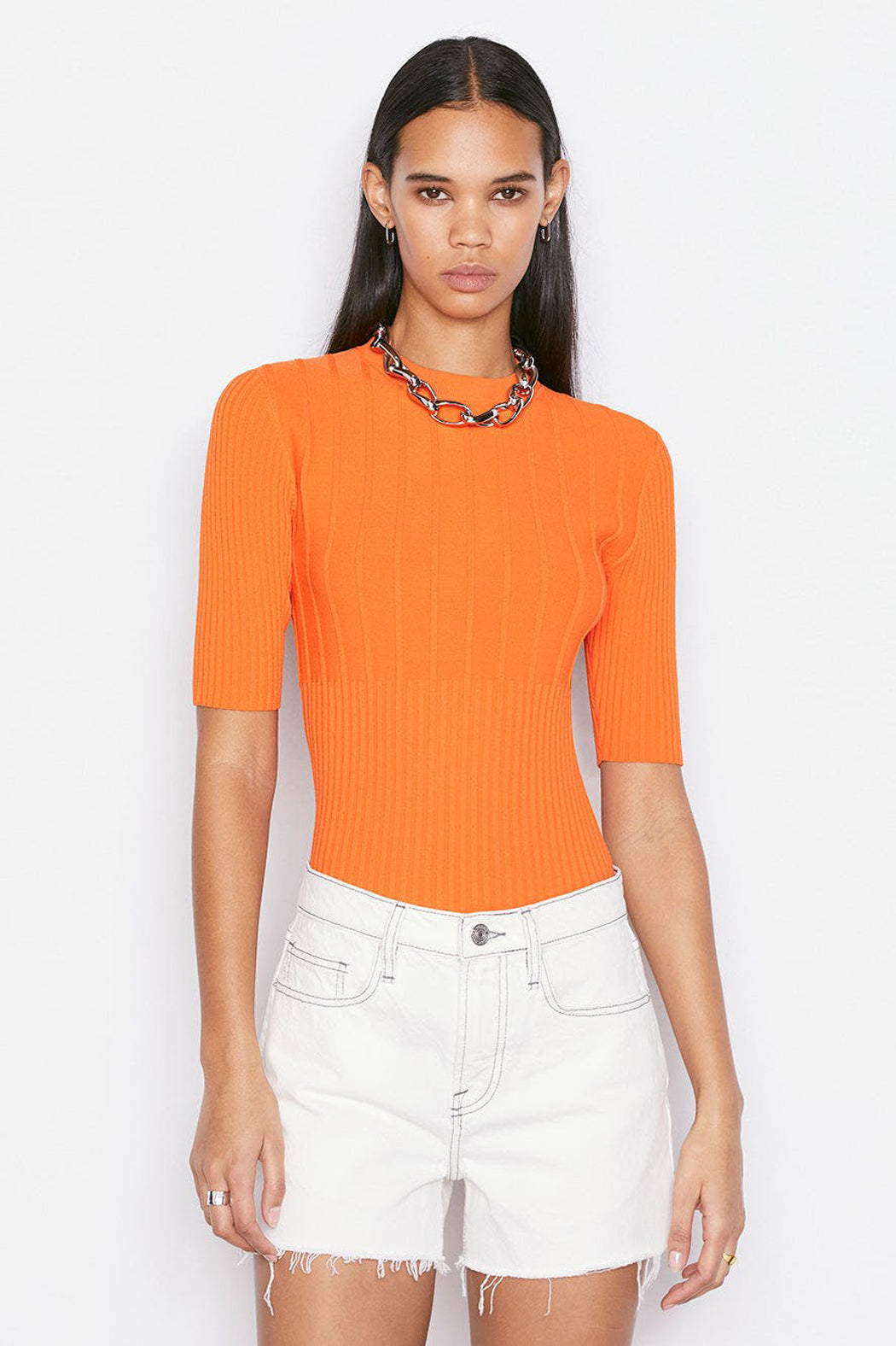 Frame - Mixed Rib Sweater Orange - Image 2