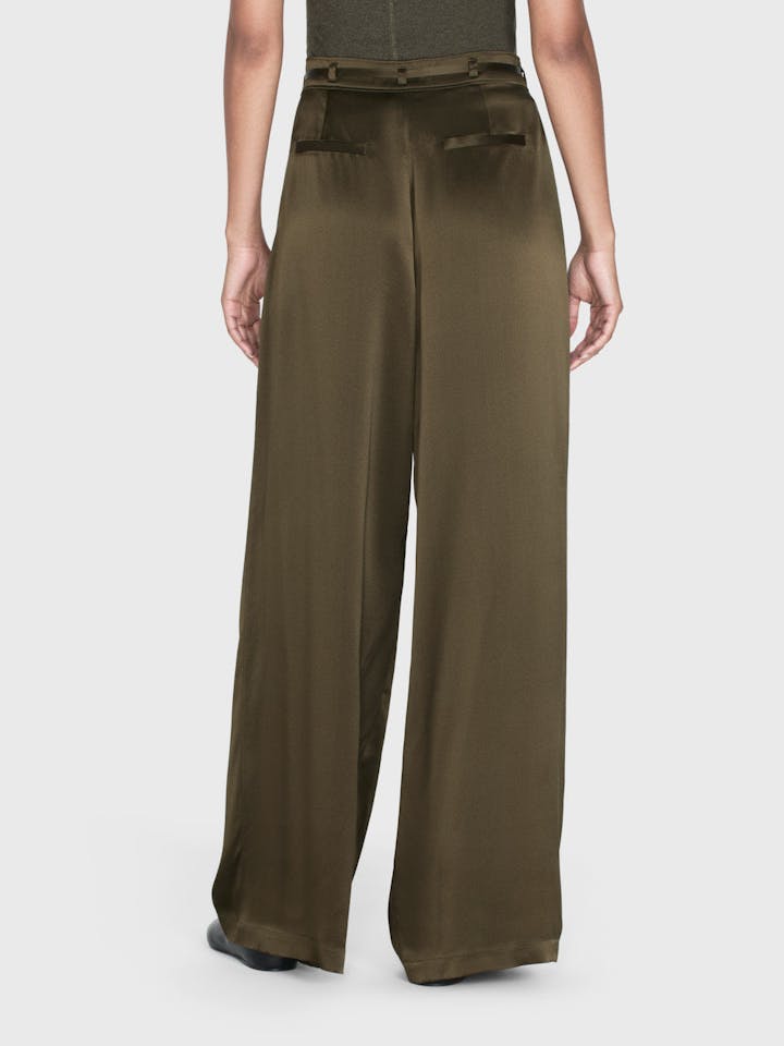 Frame - Long Silk Trouser in Rich Military Green - Image 6