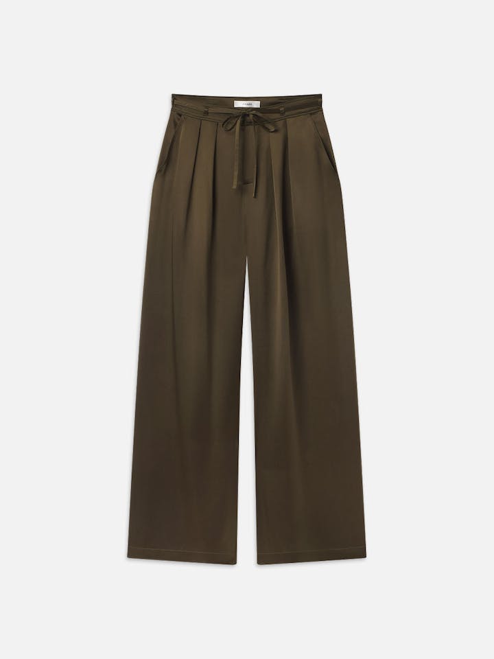 Frame - Long Silk Trouser in Rich Military Green - Image 2